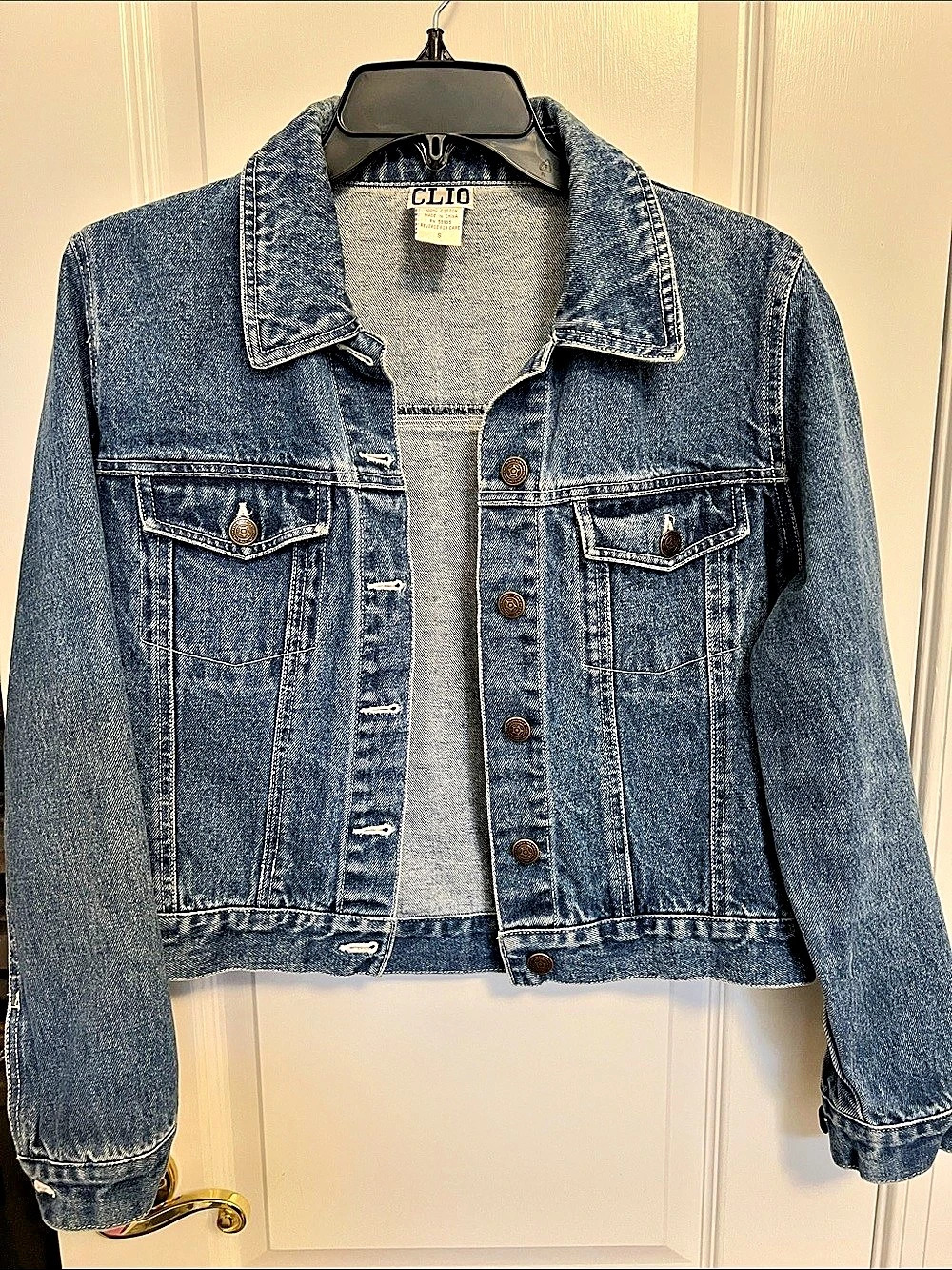 CLIO Cotton Denim Jacket in Blue Size Small Like New